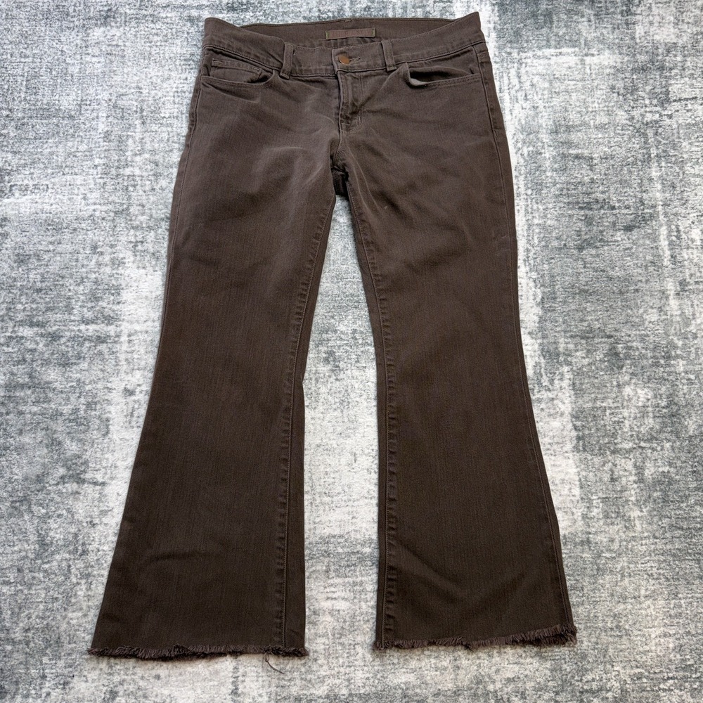 J Brand Jeans Womens 29 Brown Lovestory Flared Leg Boot Cutoff Y2K Boho 30x25